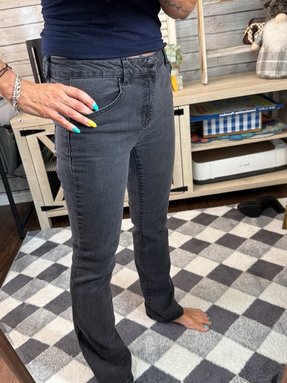 D jeans Black Slim Straight Jeans